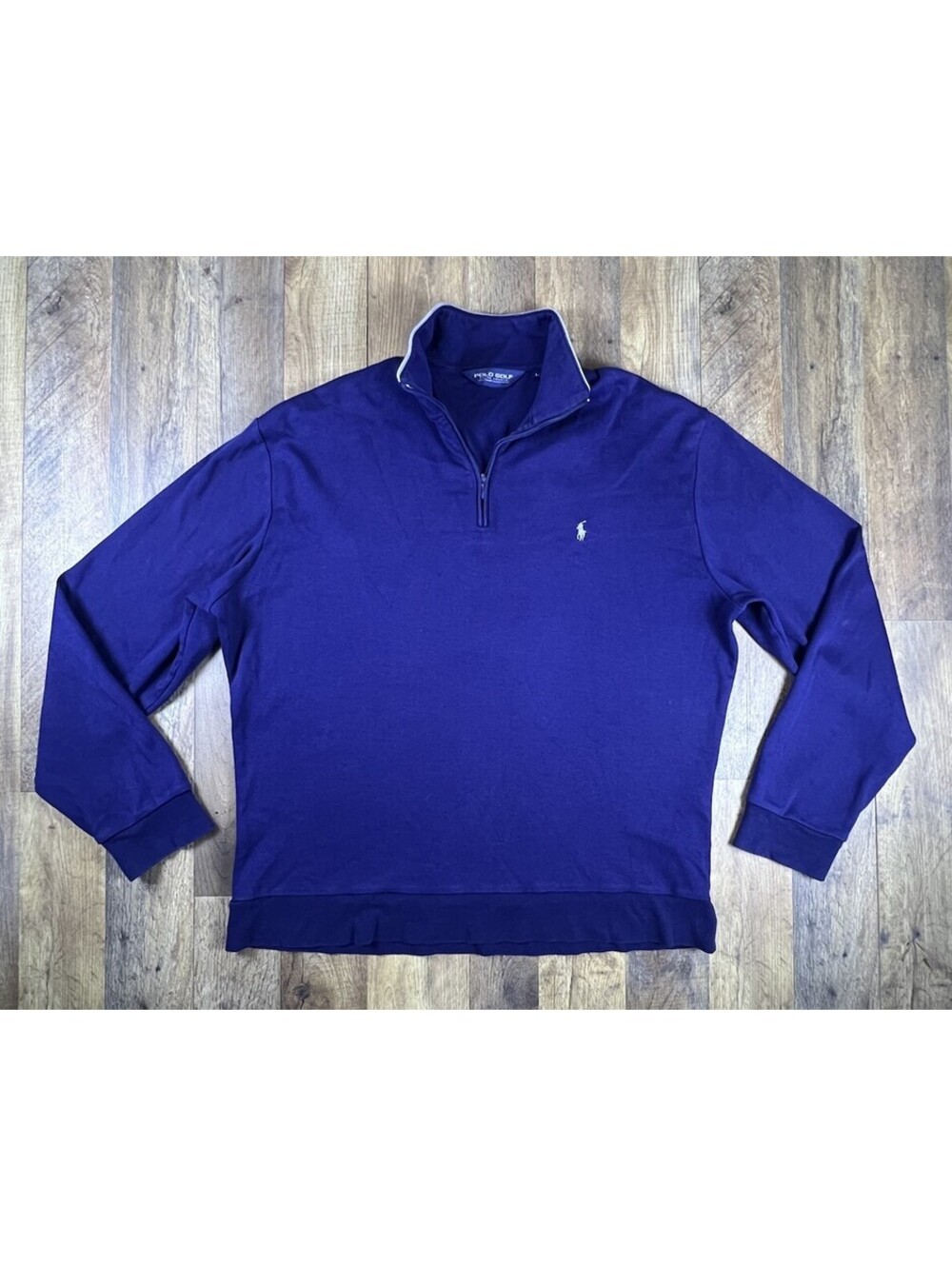 VTG 90s Polo Golf Ralph Lauren Quarter Zip Pullover Blue Country Club Large Y2K